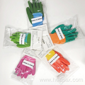 Hespax 13Gauge 3/4 Crinkle Latex Kids Gardening Gloves